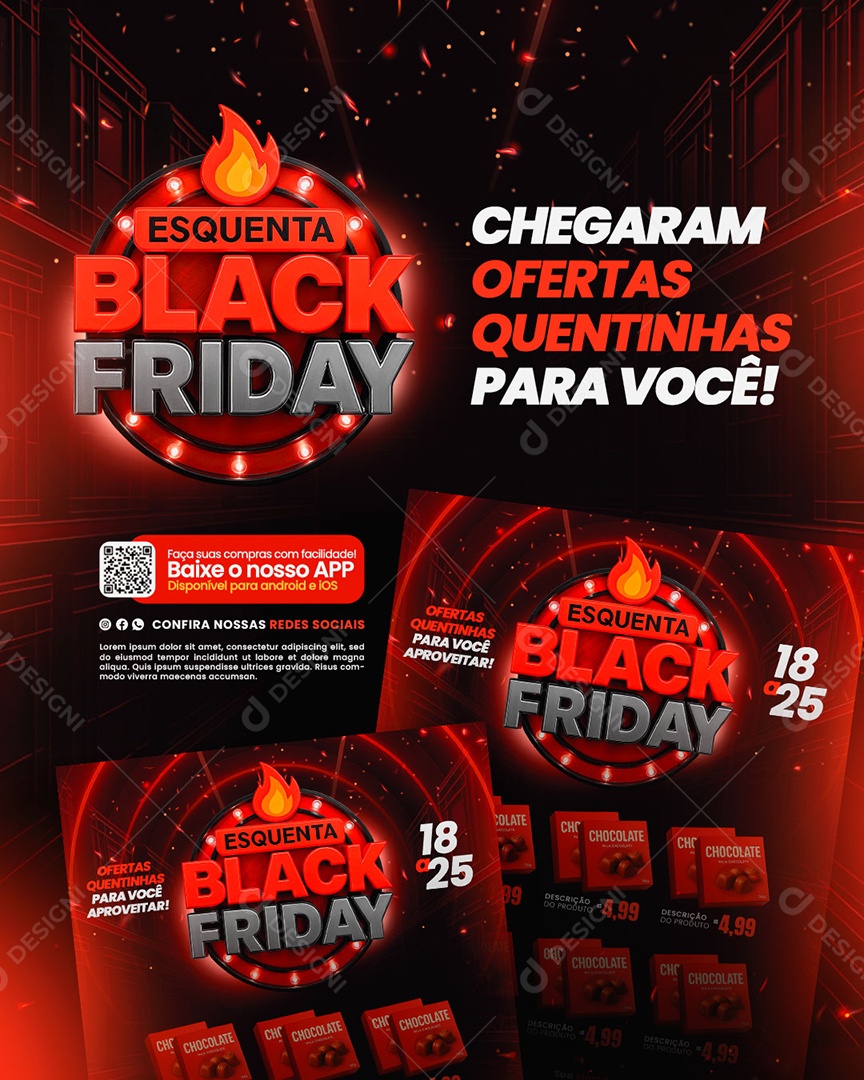 Black Friday Chegou Ofertas Quentinhas Social Media PSD Editável