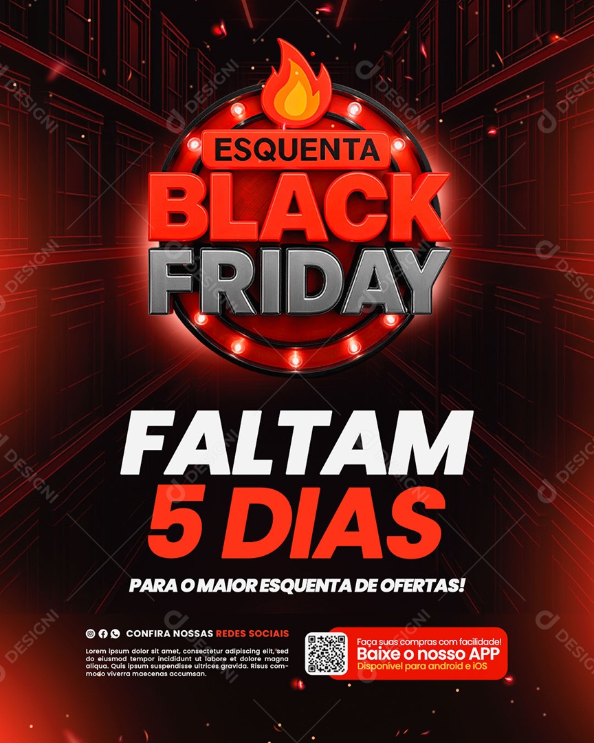 Black Friday Faltam 5 Dias Social Media PSD Editável