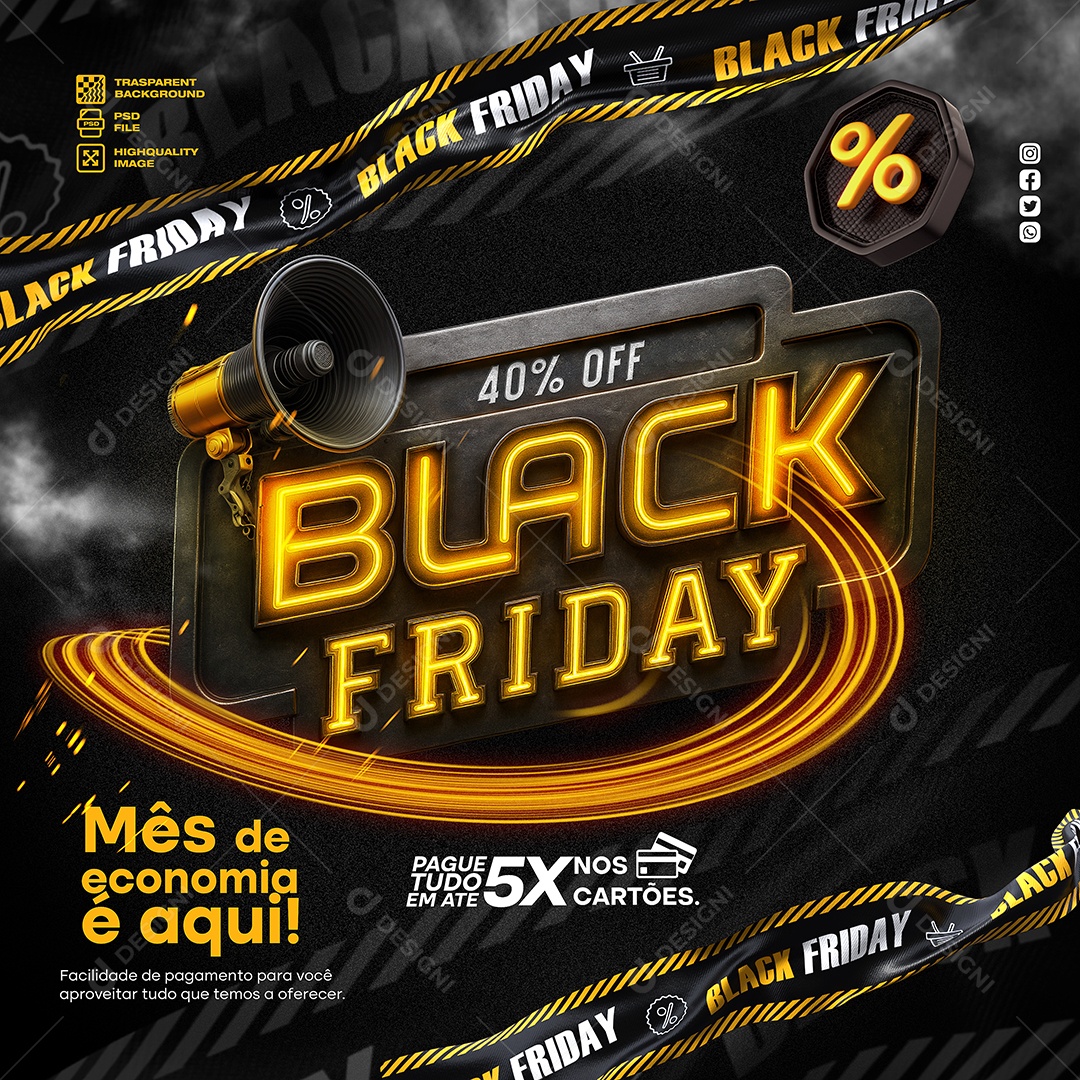 Selo 3D Black Friday Para Composição PSD