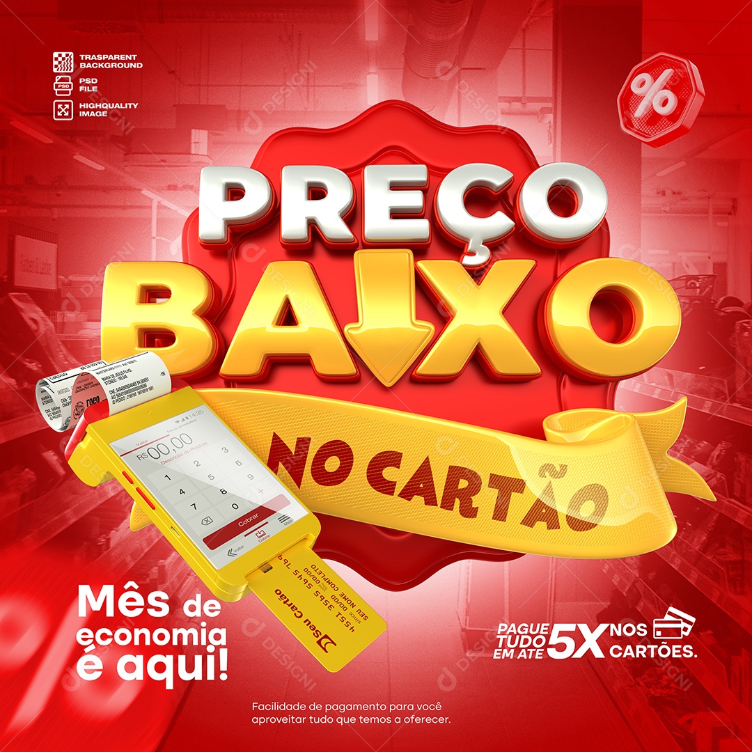 Selo 3D Preço Baixo no Cartão Para Composição PSD