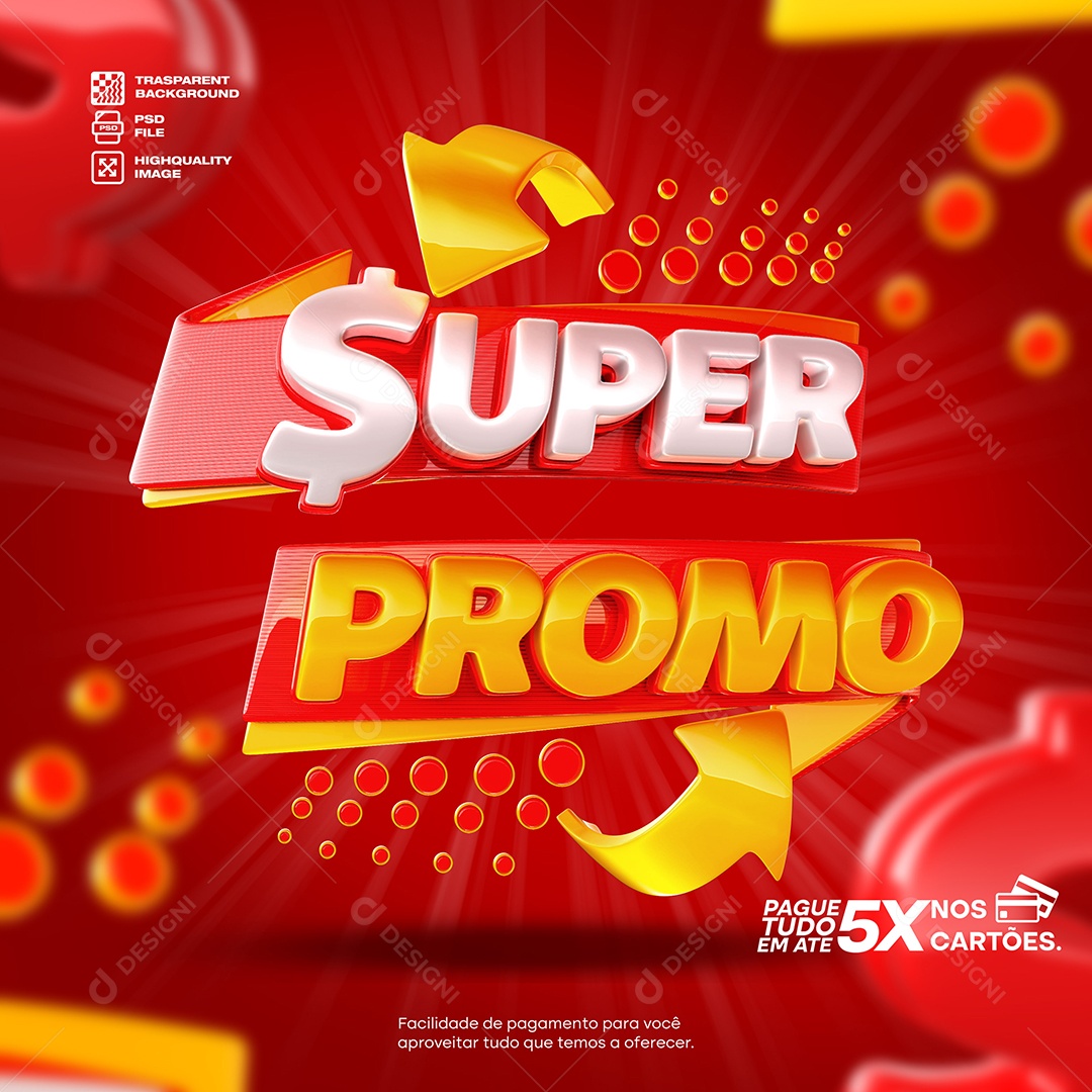 Selo 3D Super Promo Para Composição PSD