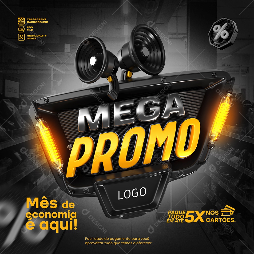 Selo 3D Mega Promo Para Composição PSD