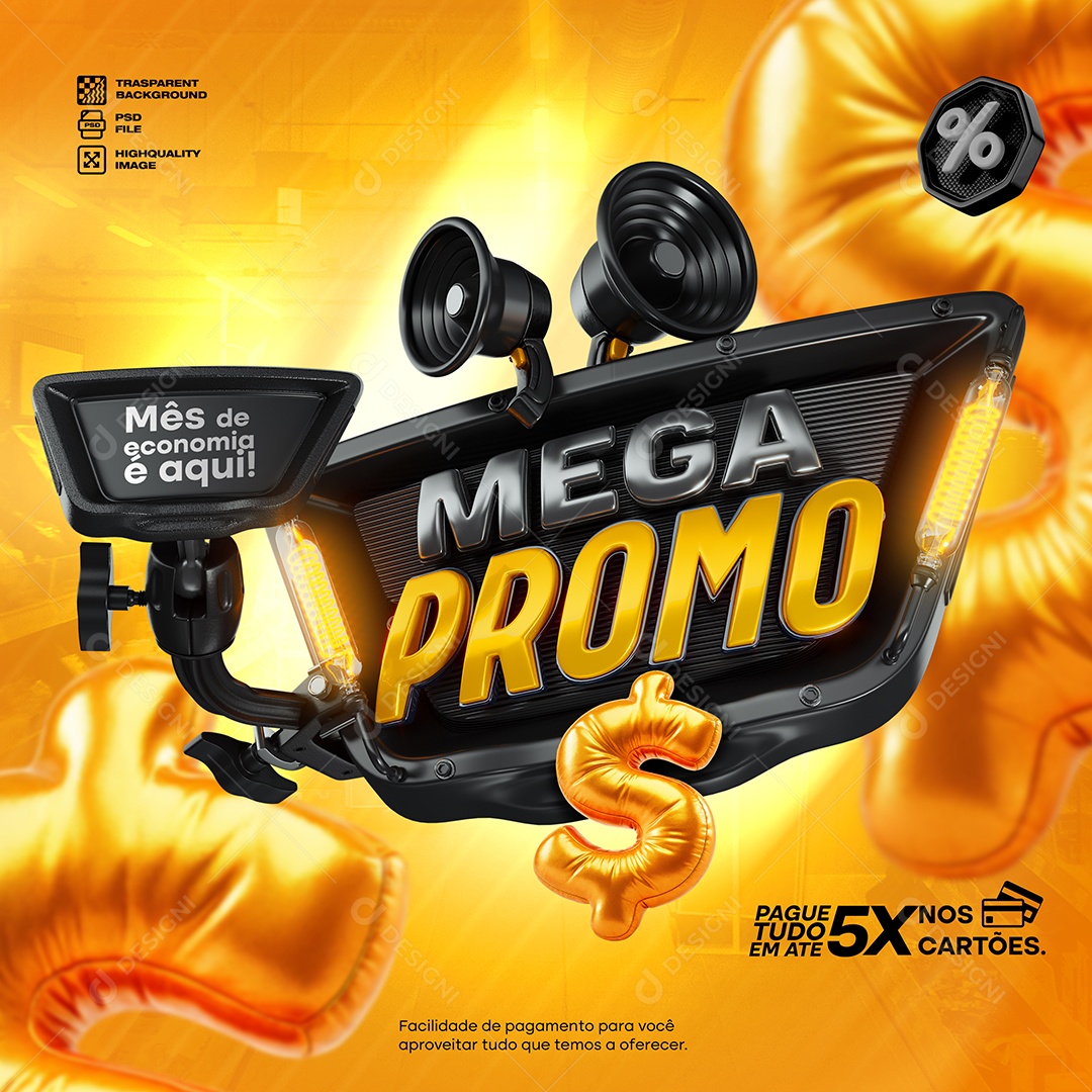 Selo 3D Mega Promo Para Composição PSD