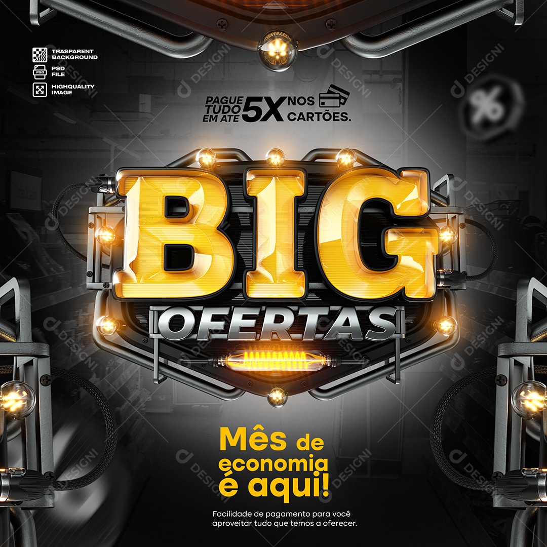 Social Media Big Ofertas Mês de Economia é Aqui PSD Editável