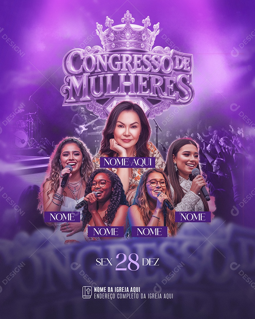Flyer Gospel Congresso de Mulheres Social Media PSD Editável