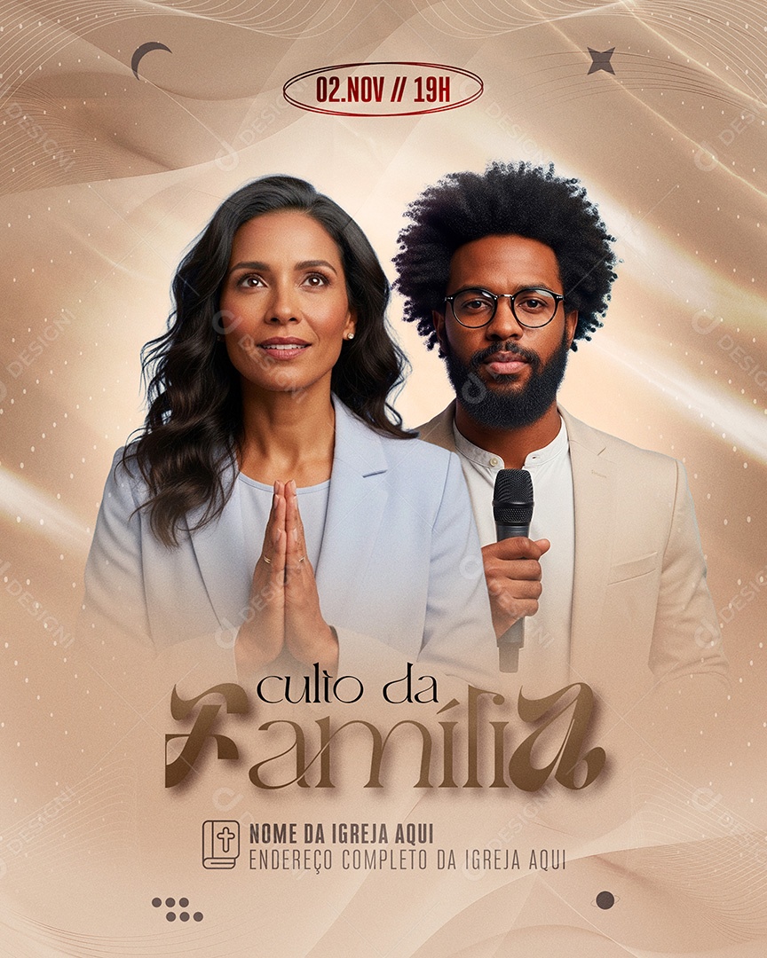 Flyer Culto da Família Social Media PSD Editável