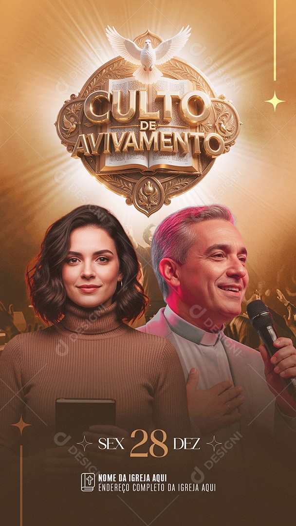 Story Flyer Culto de Avivamento Social Media PSD Editável