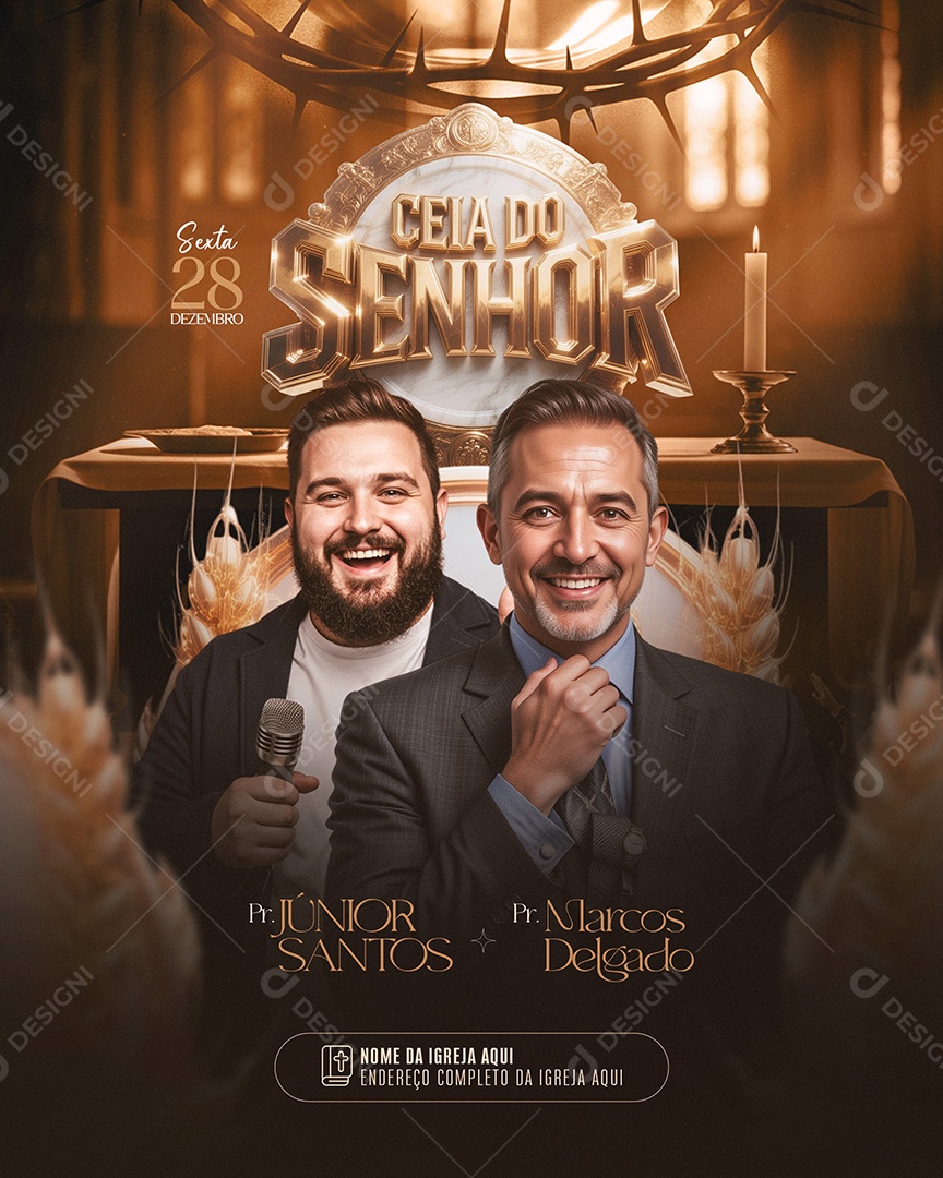 Flyer Gospel Ceia do Senhor Social Media PSD Editável