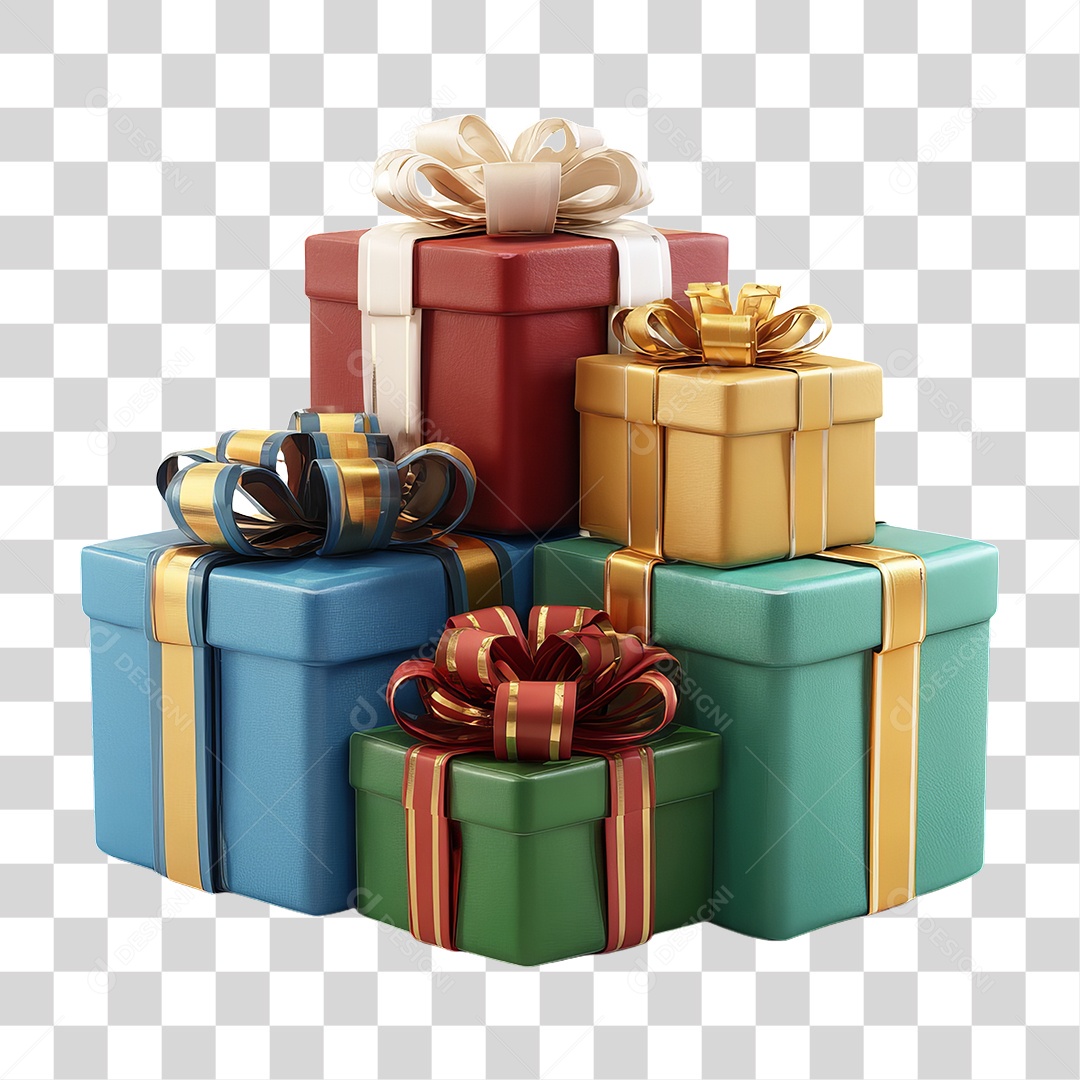 Caixas de Presentes para Decoração de Natal PNG Transparente