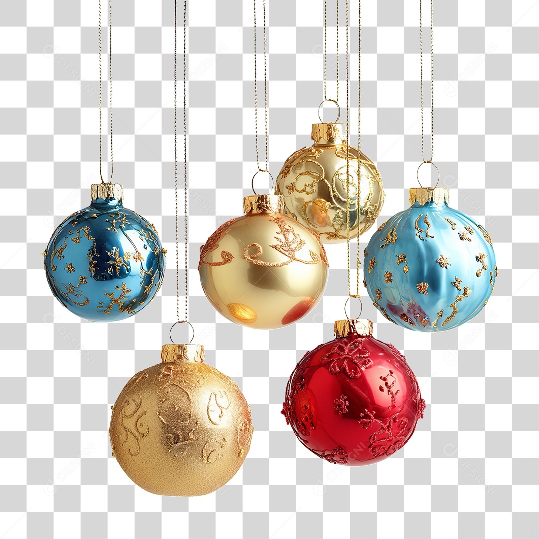 Bolas Enfeites para Decoração de Natal PNG Transparente
