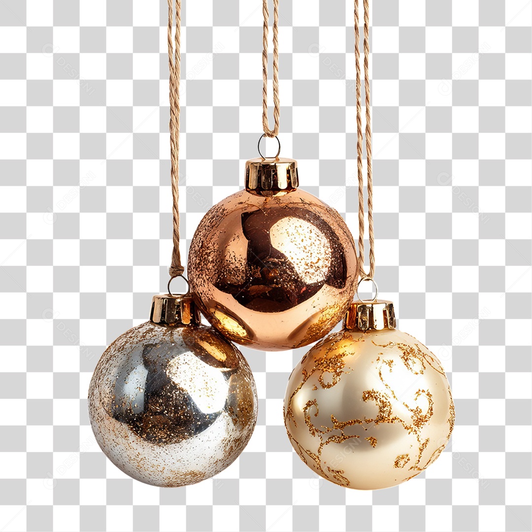 Bolas Enfeites para Decoração de Natal PNG Transparente