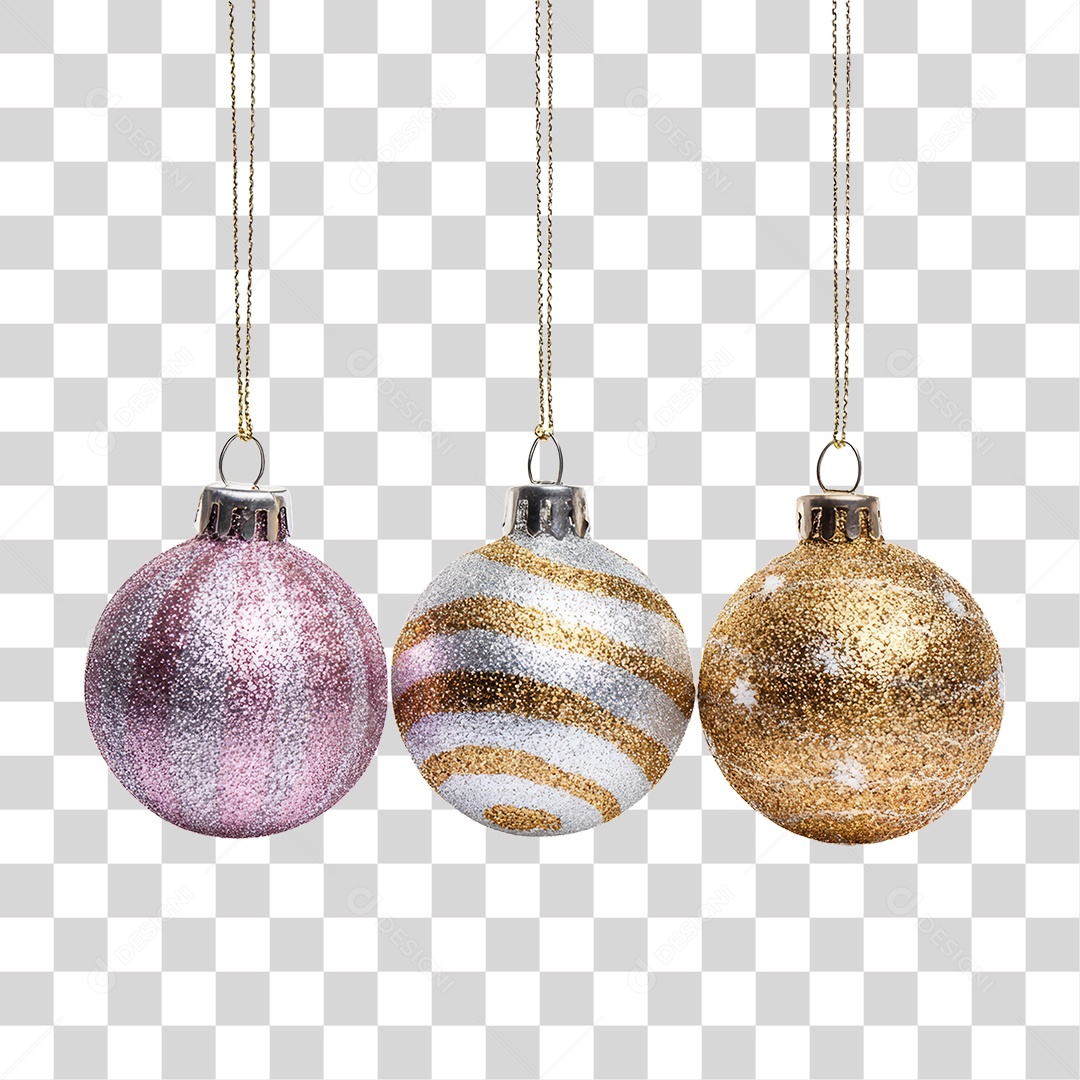 Bolas Enfeites para Decoração de Natal PNG Transparente