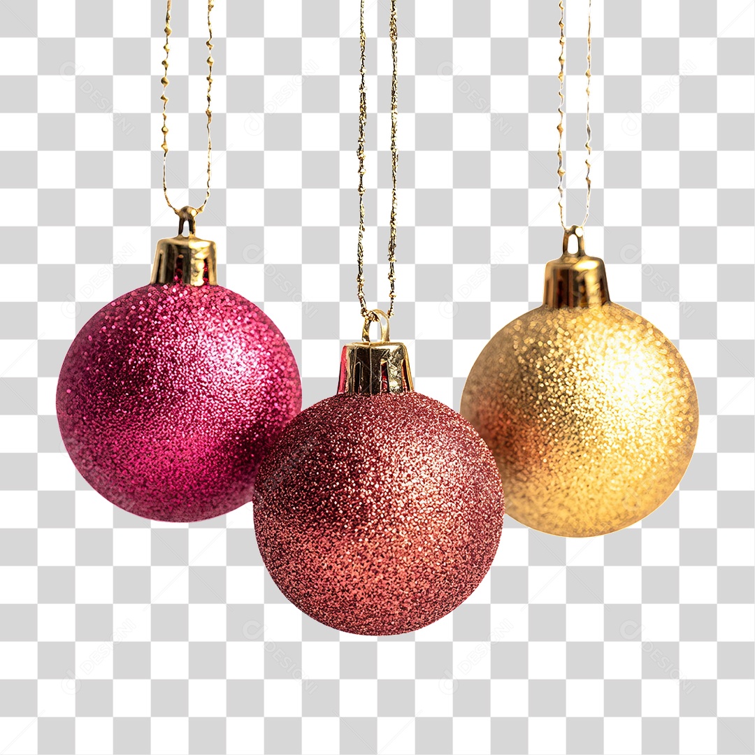 Bolas Enfeites para Decoração de Natal PNG Transparente