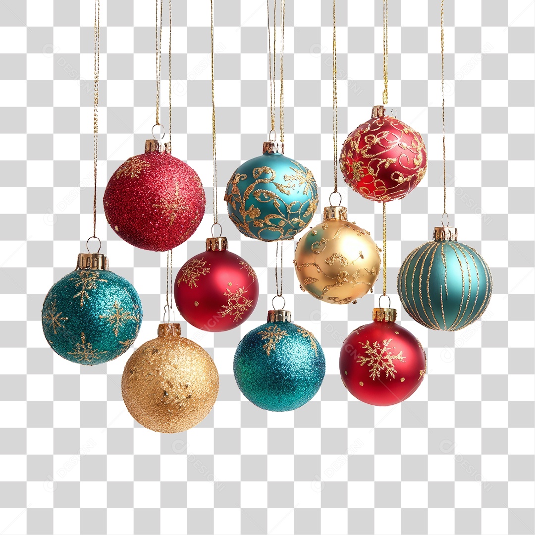 Bolas Enfeites para Decoração de Natal PNG Transparente