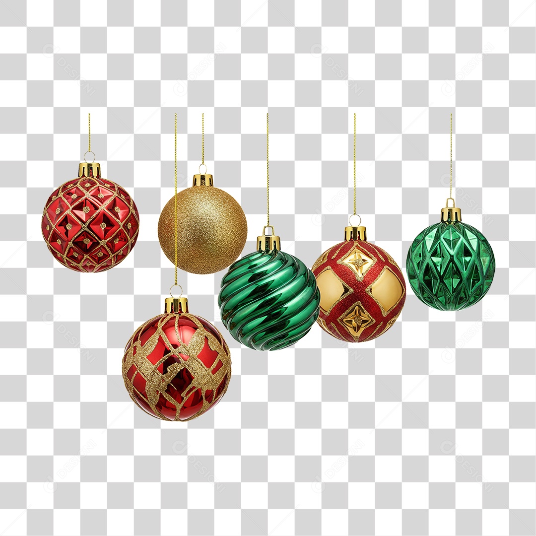Bolas Enfeites para Decoração de Natal PNG Transparente