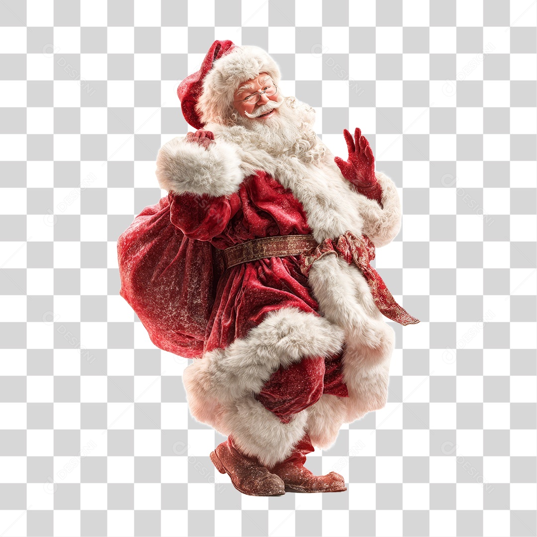 Papai Noel com Saco de Presentes Natal PNG Transparente