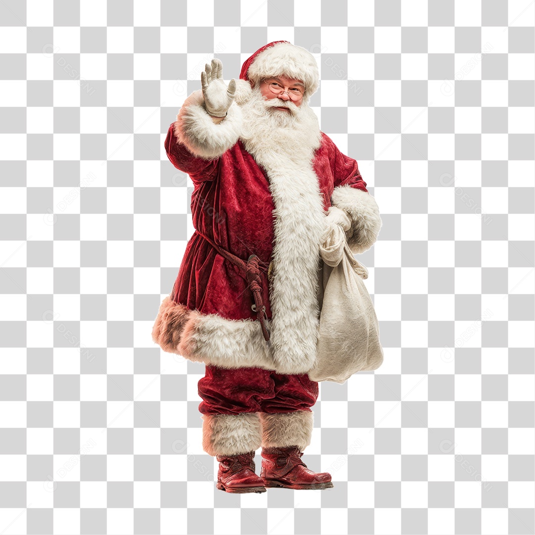 Papai Noel com Saco de Presentes Natal PNG Transparente
