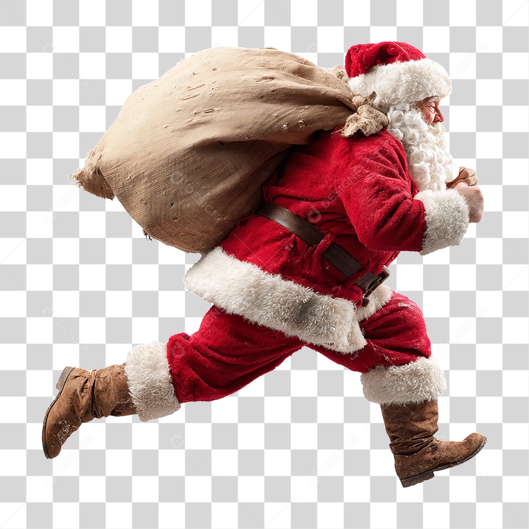 Papai Noel com Saco de Presentes Natal PNG Transparente