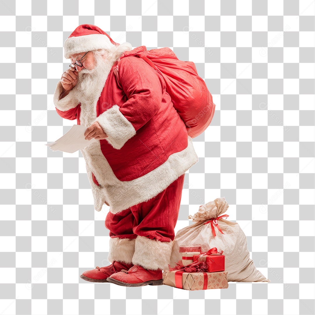 Papai Noel com Saco de Presentes Natal PNG Transparente