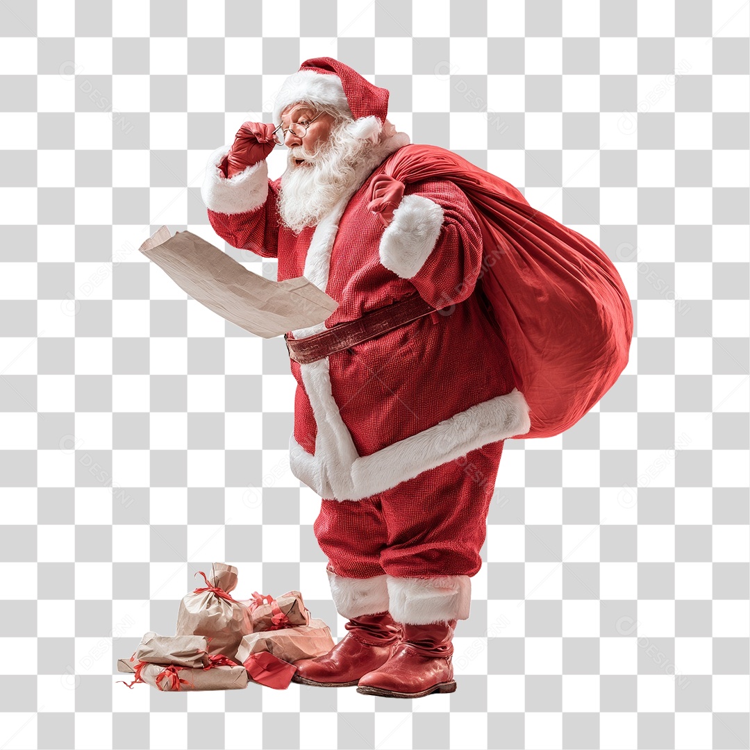Papai Noel com Saco de Presentes Natal PNG Transparente