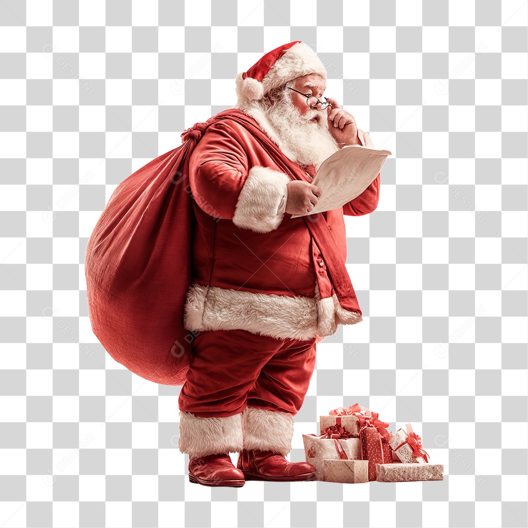 Papai Noel com Saco de Presentes Natal PNG Transparente
