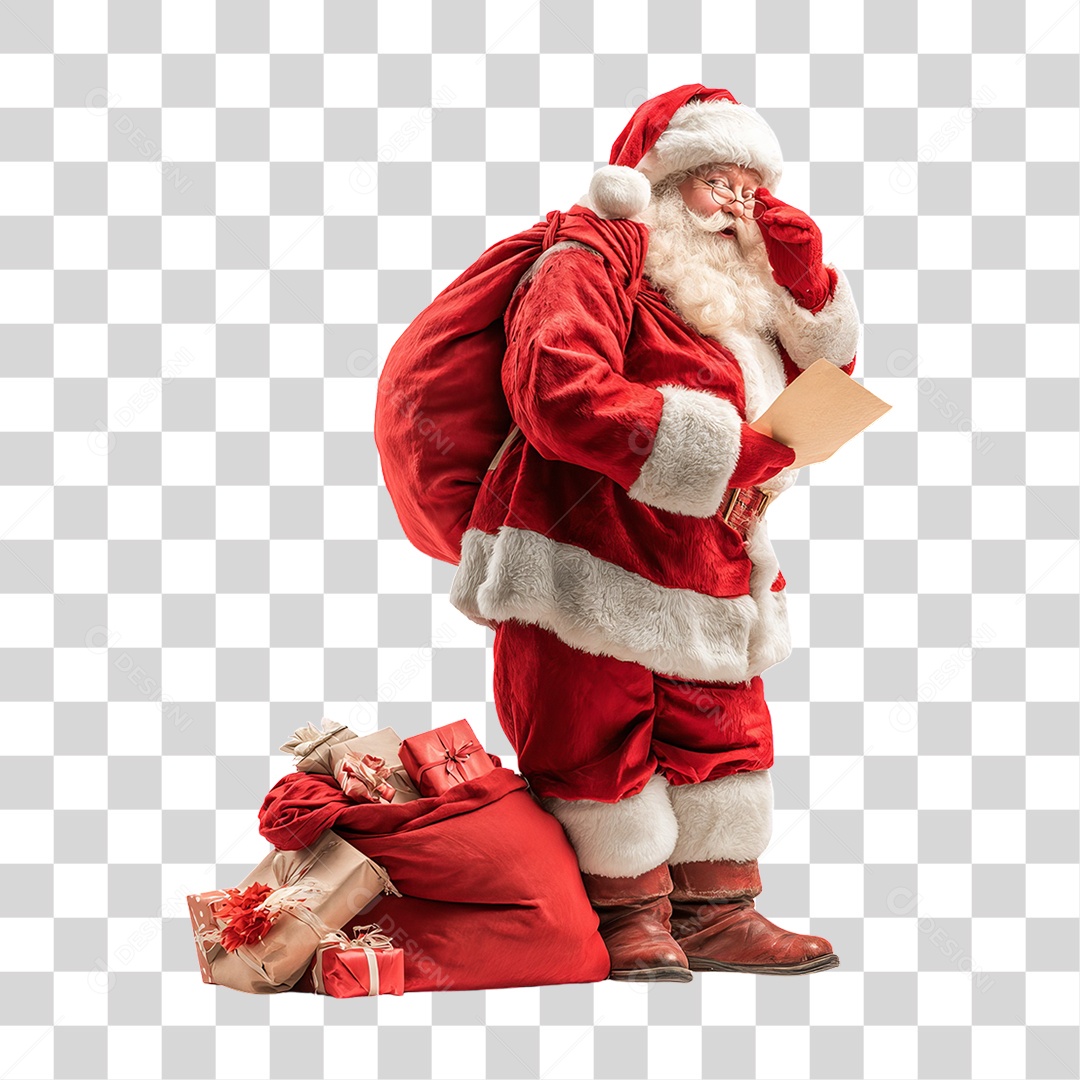 Papai Noel com Saco de Presentes Natal PNG Transparente