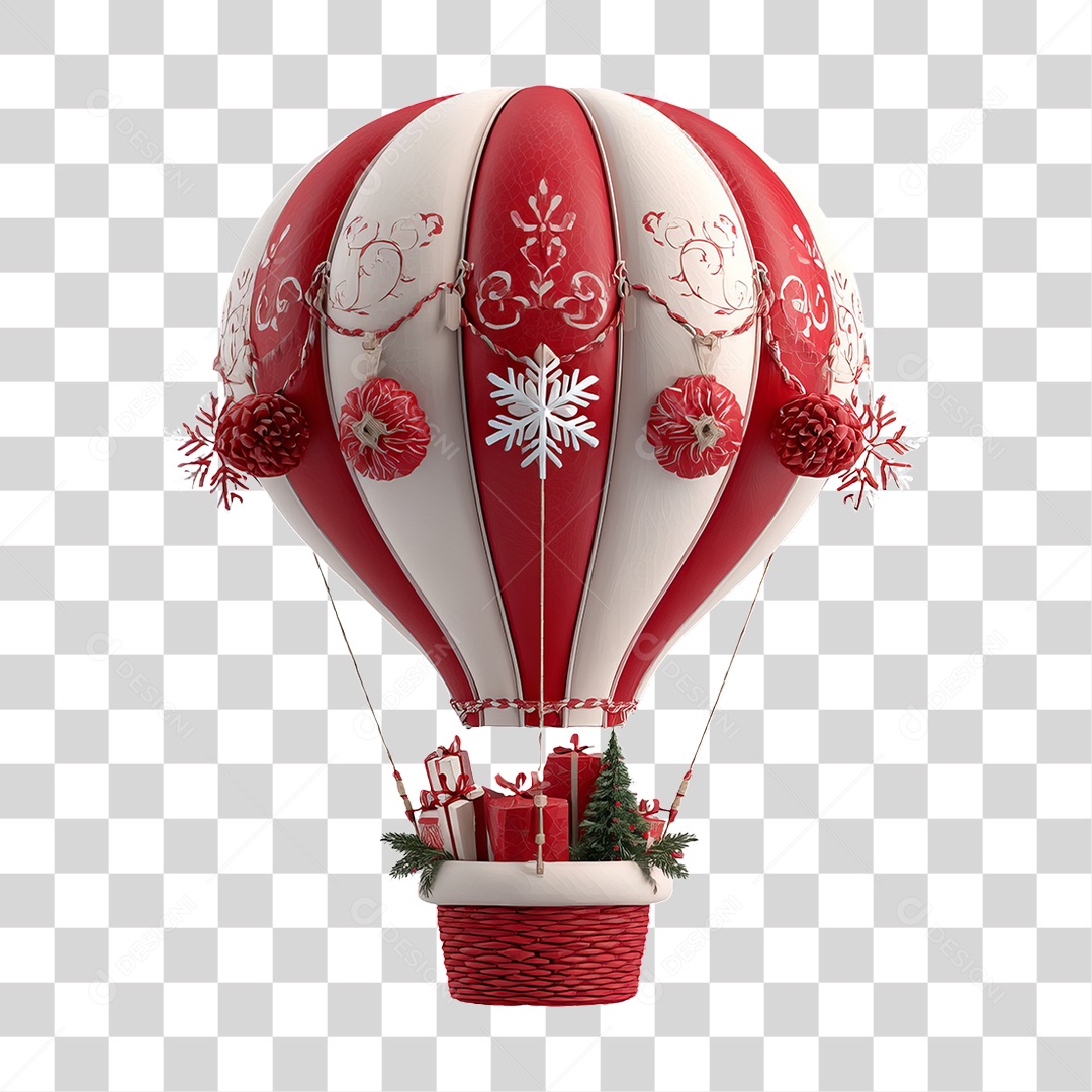 Balão com Presentes Decoração Enfeites de Natal PNG Transparente
