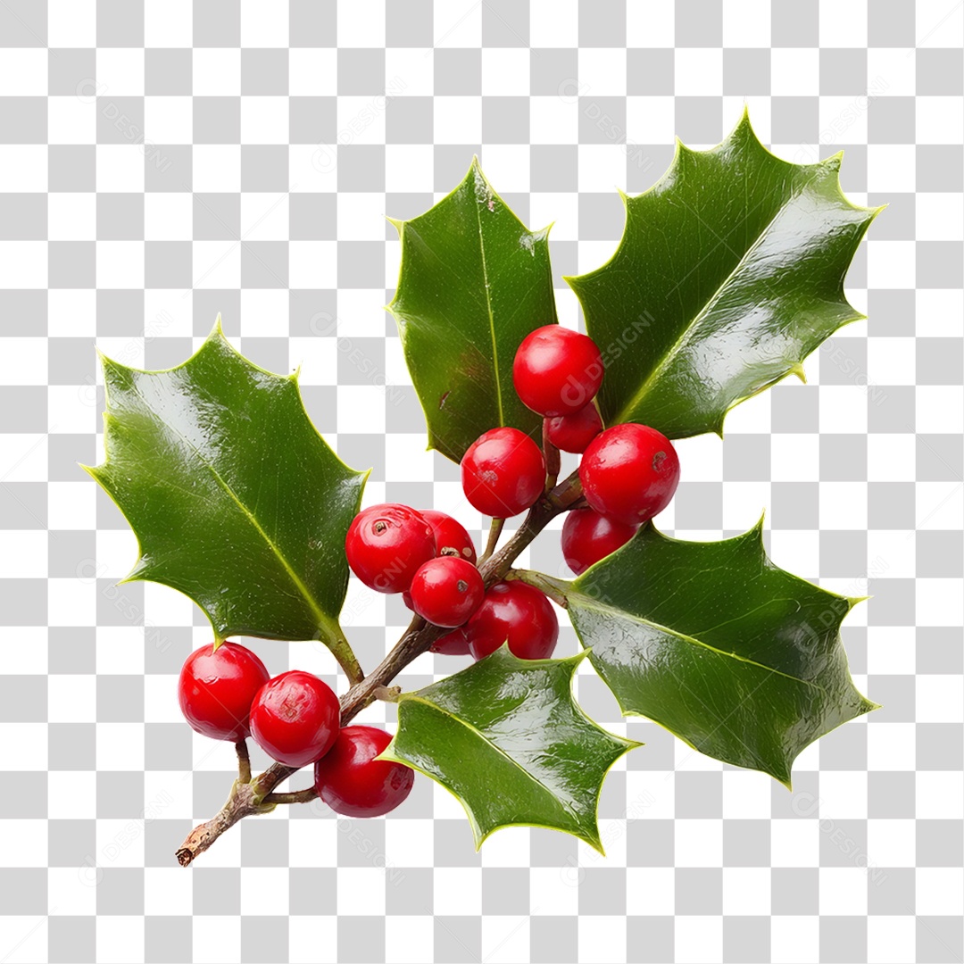 Ramo de Azevinho Decoração Enfeites de Natal PNG Transparente