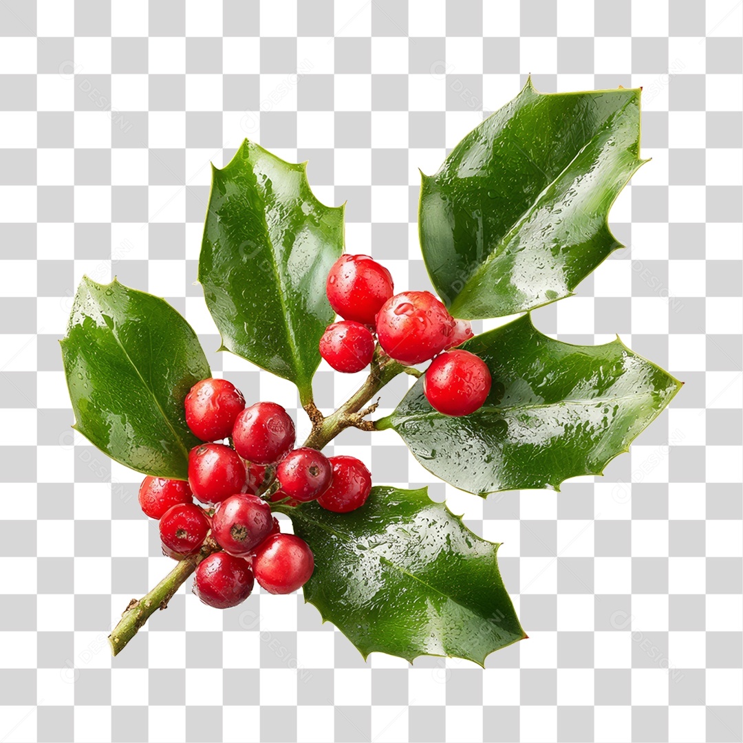 Ramo de Azevinho Decoração Enfeites de Natal PNG Transparente