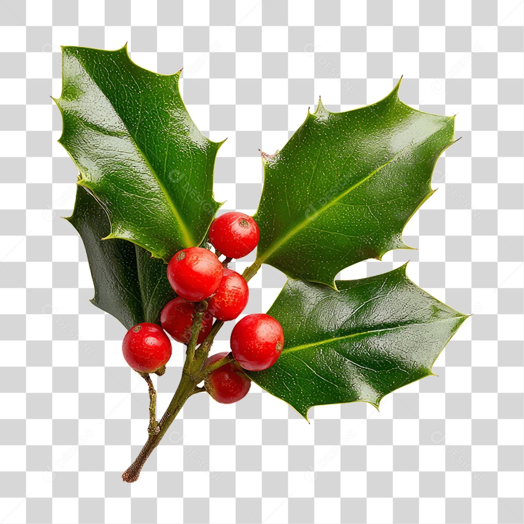 Ramo de Azevinho Decoração Enfeites de Natal PNG Transparente