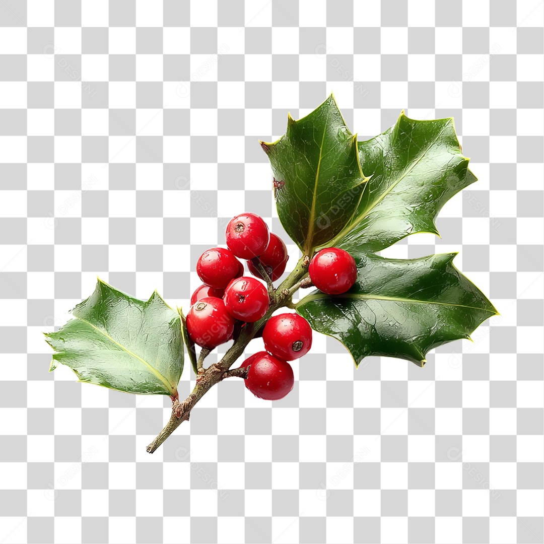 Ramo de Azevinho Decoração Enfeites de Natal PNG Transparente