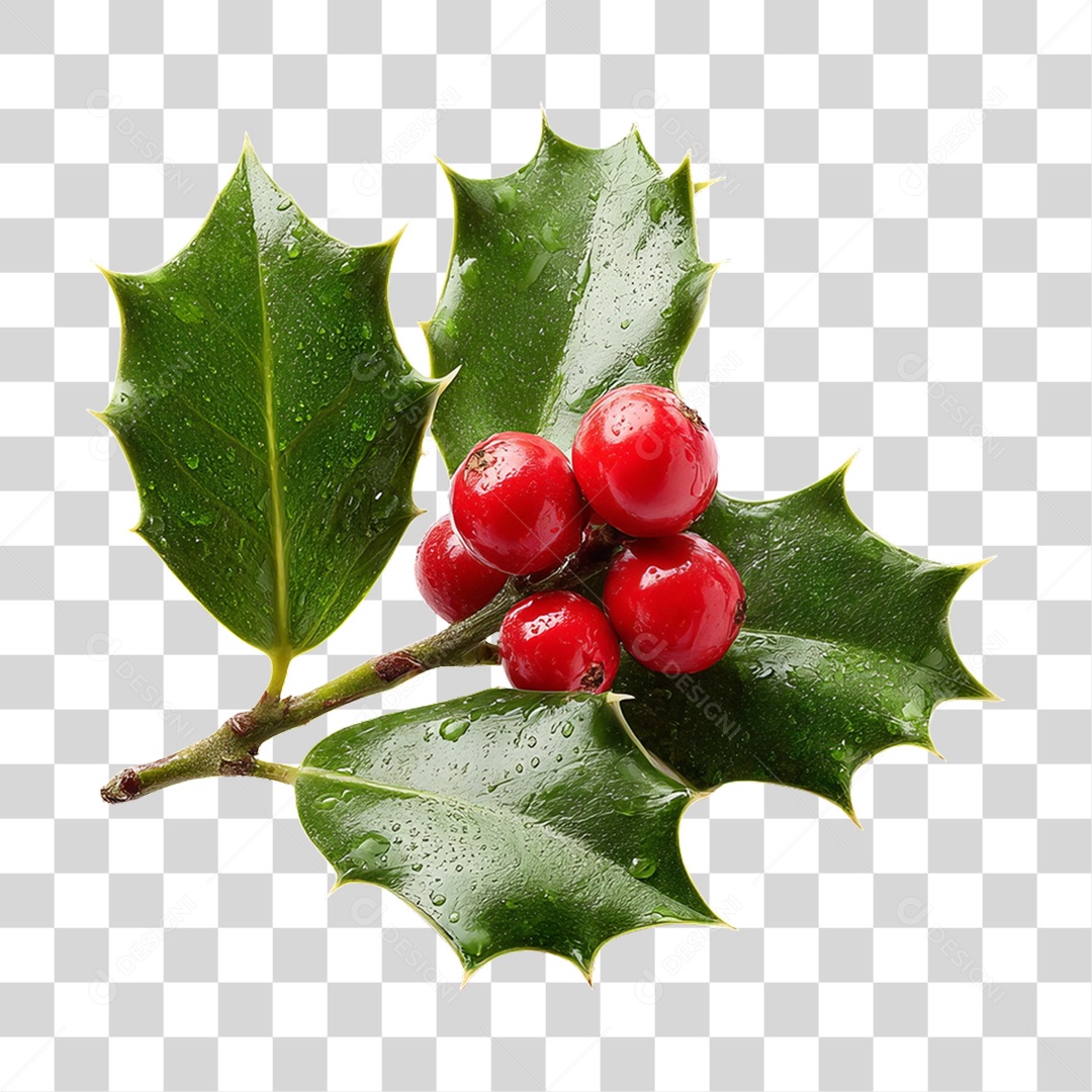 Ramo de Azevinho Decoração Enfeites de Natal PNG Transparente