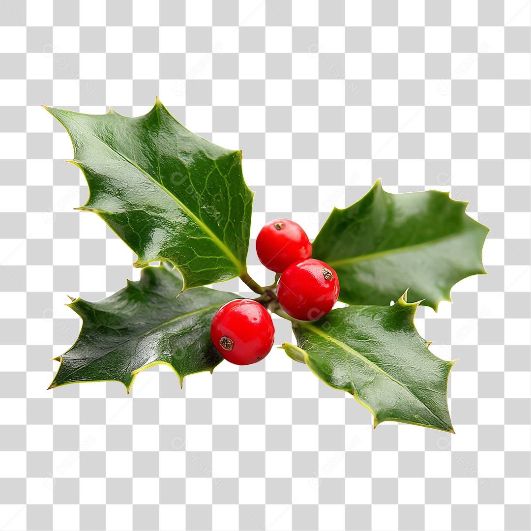 Ramo de Azevinho Decoração Enfeites de Natal PNG Transparente