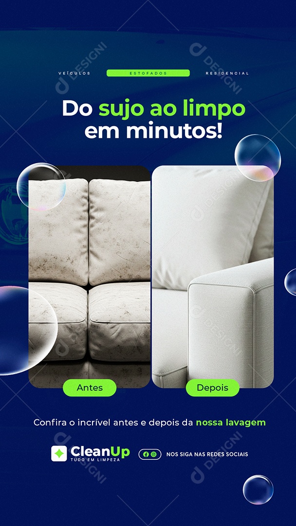 Story Lavagem a Seco Do Sujo ao Limpo em Minutos Social Media PSD Editável