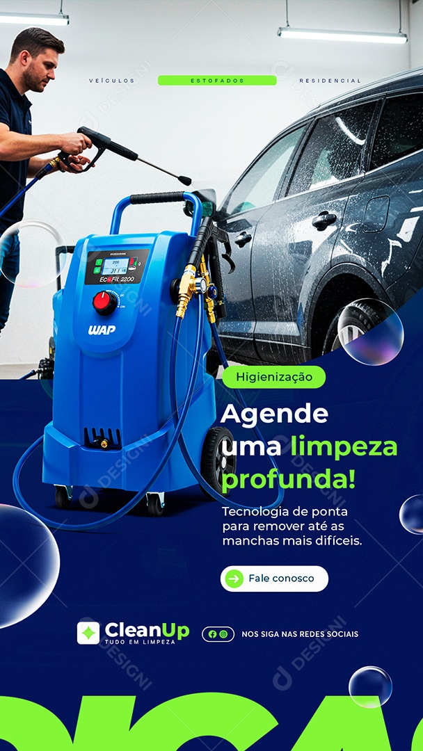 Story Lavagem a Seco Higienização Agende uma Limpeza Profunda Social Media PSD Editável