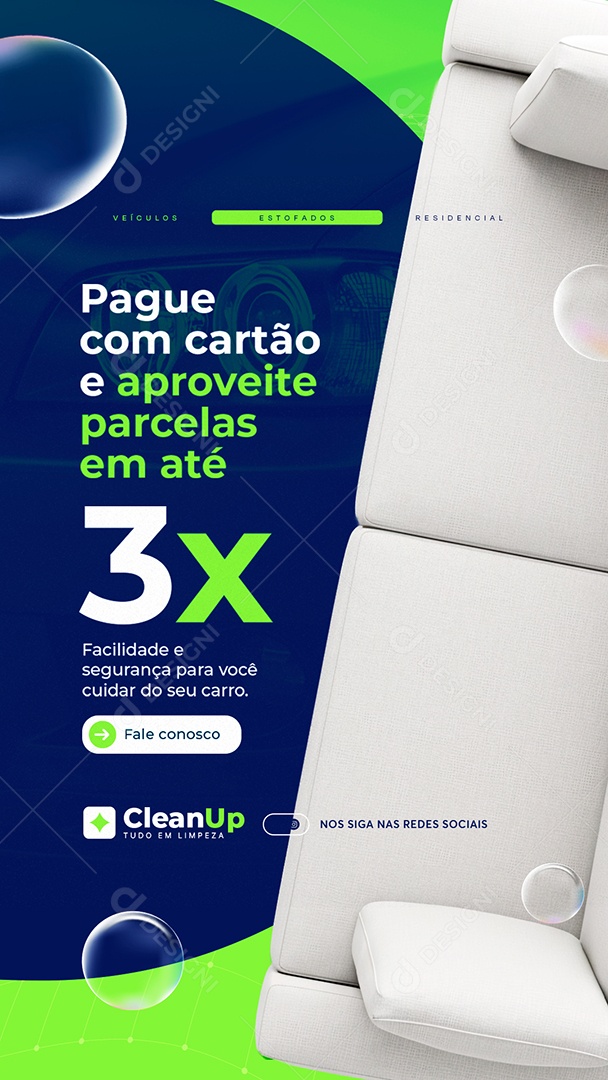 Story Lavagem a Seco Pague com Cartão Social Media PSD Editável