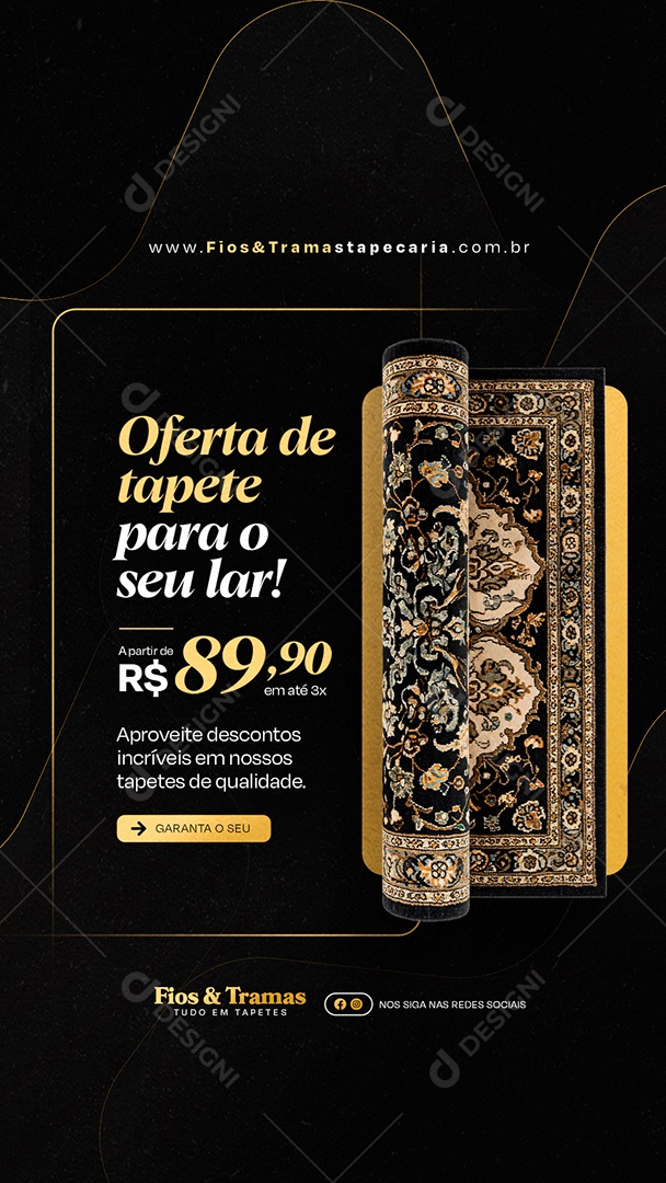 Story Tapeçaria Oferta de Tapete para o Seu Lar Social Media PSD Editável