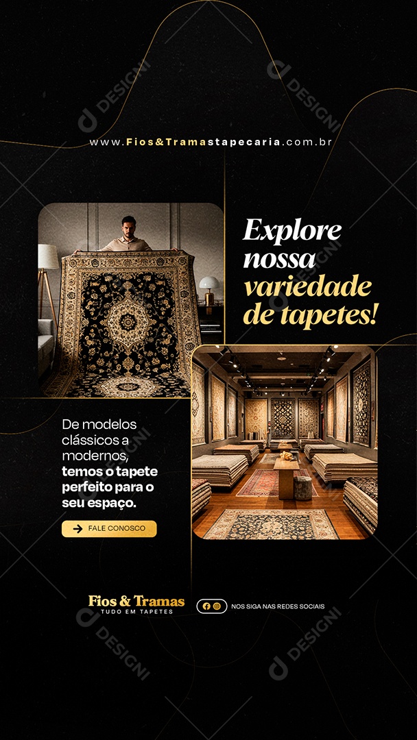 Story Tapeçaria Explore Nossa Variedade de Tapetes Social Media PSD Editável