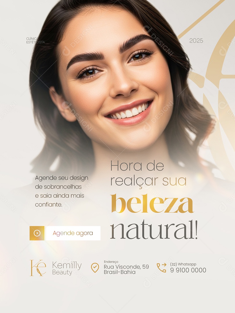 Estéticista Hora de Realça Sua Beleza Natural Social Media PSD Editável