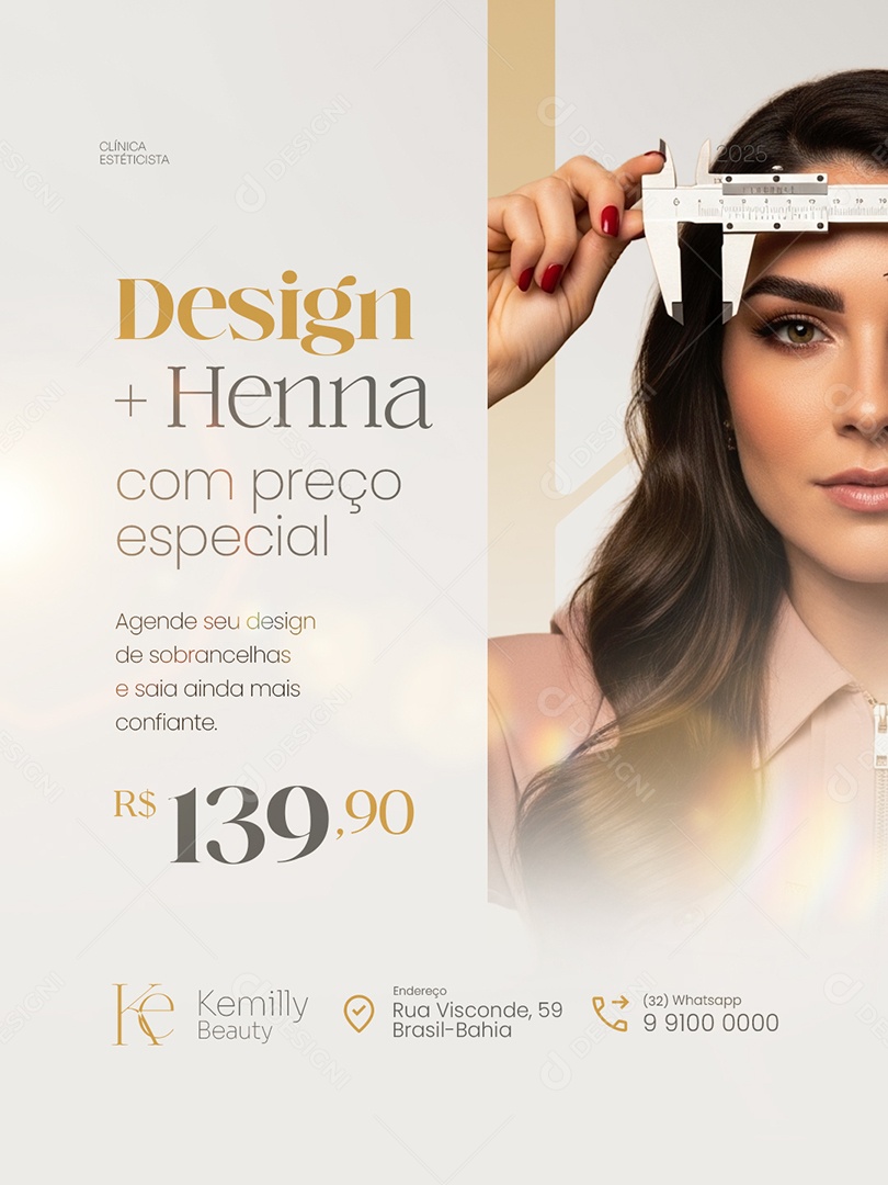 Estéticista Design Mais Henna com Preço Especial Social Media PSD Editável