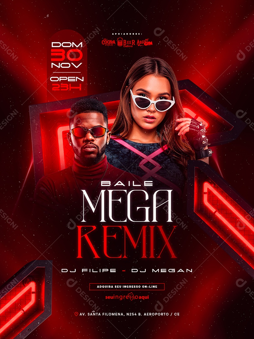 Flyer Próximos Shows Baile Mega Remix Social Media PSD Editável