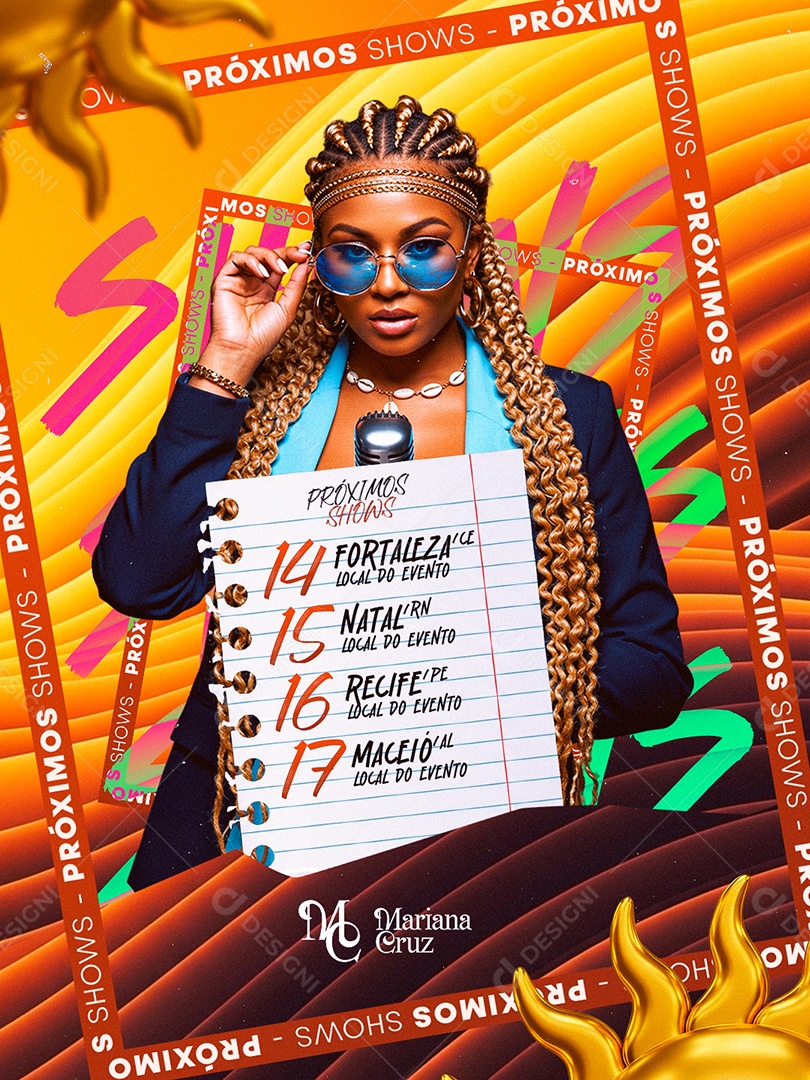 Flyer Próximos Shows Mariana Cruz Social Media PSD Editável