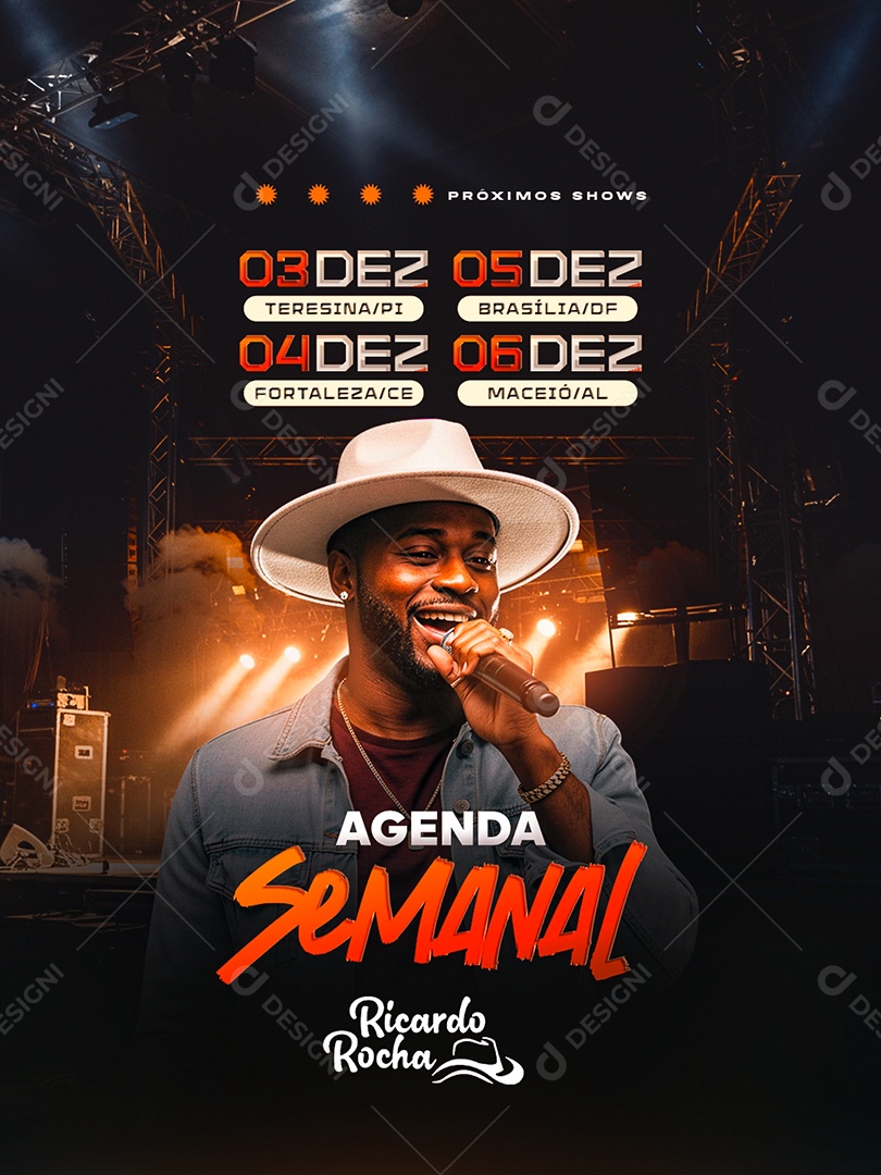 Flyer Próximos Shows Agenda Semanal Social Media PSD Editável