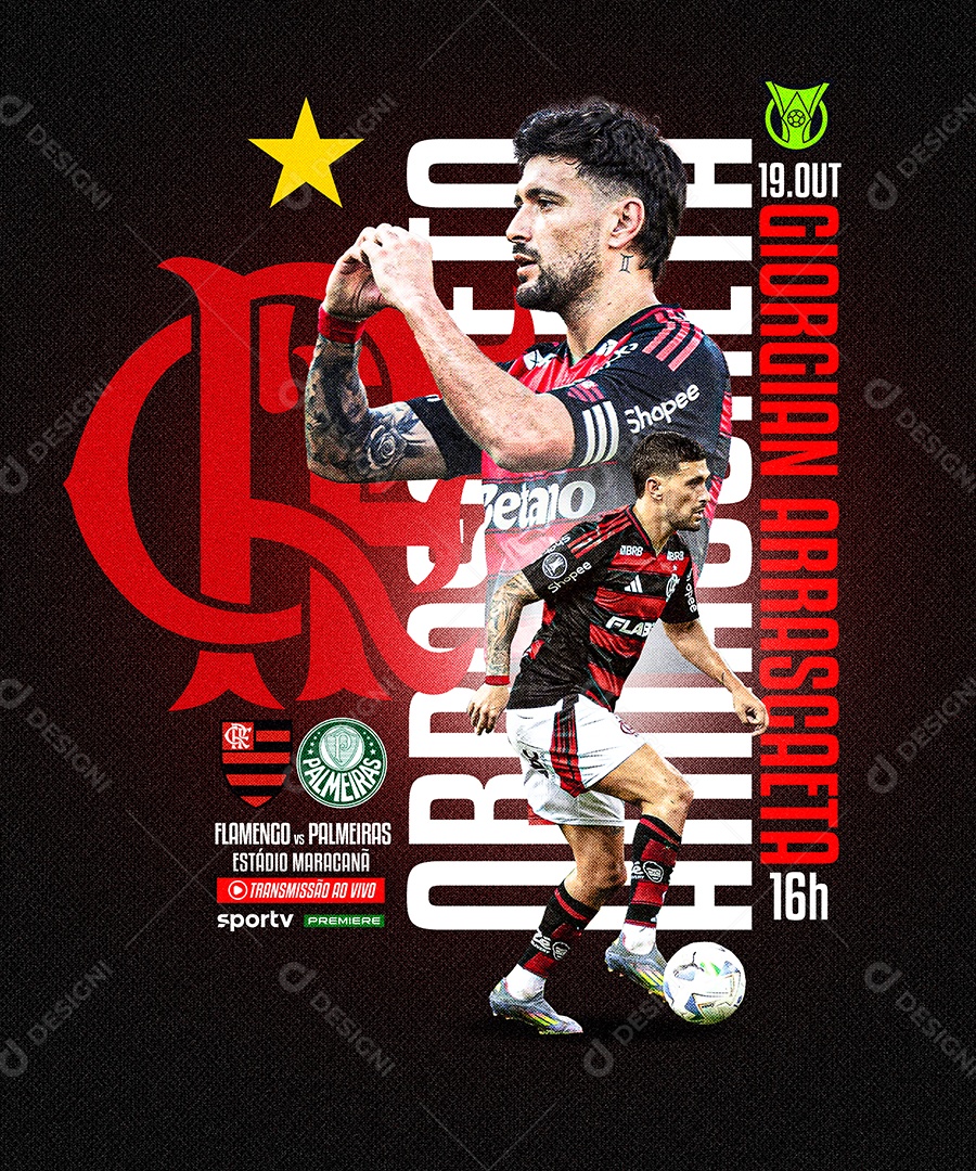 Esportivo Orgulho Rubro-Negro com Jogador do Flamengo PSD Editável
