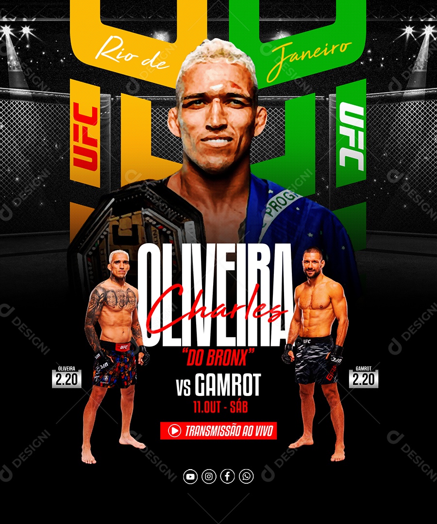 Banner Esportivo do Lutador Charles Oliveira no Evento UFC Rio PSD Editável