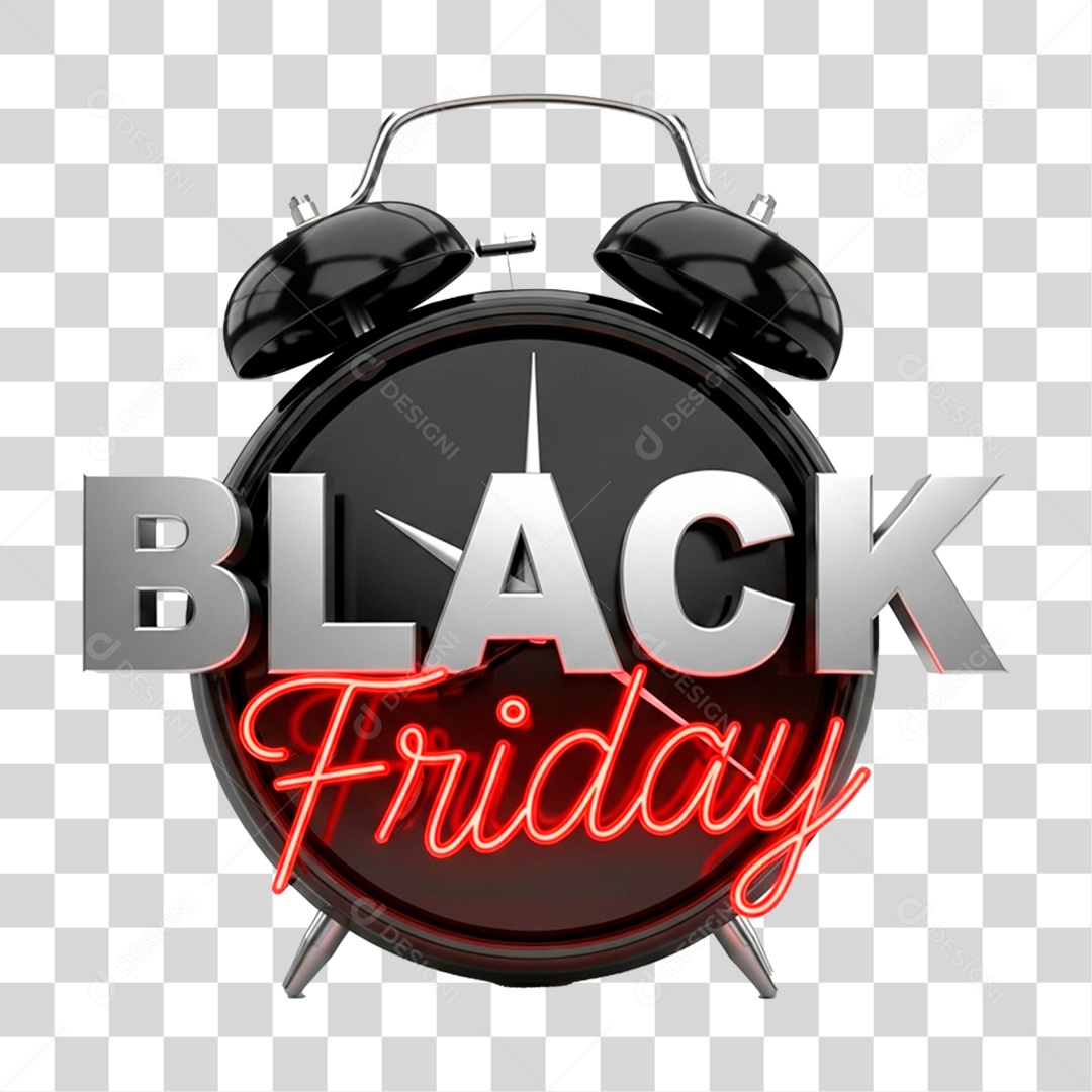 Selo 3D Black Friday para Composição PNG Transparente