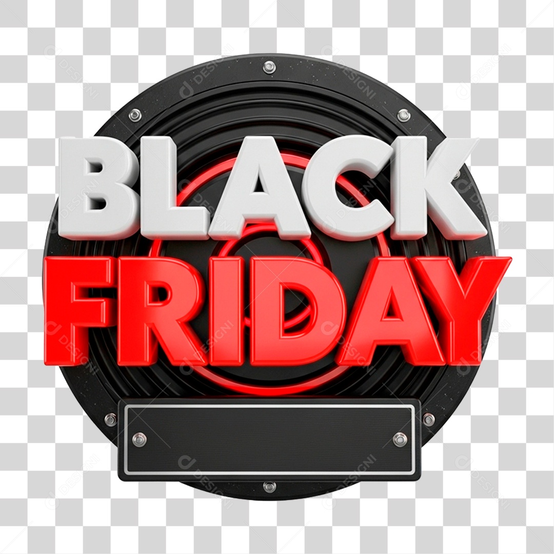 Selo 3D Black Friday para Composição PNG Transparente