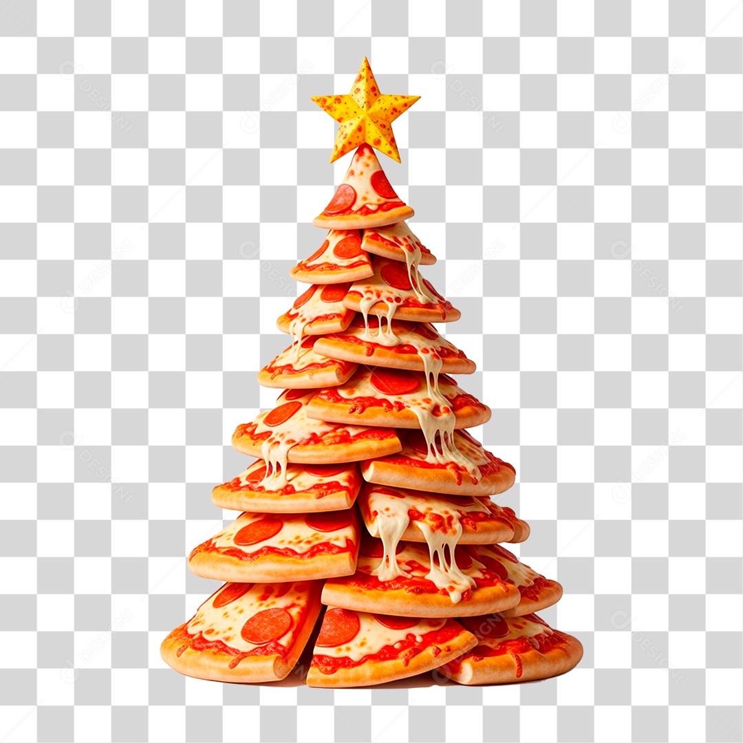Pizza em Formato de Árvore de Natal PNG Transparente