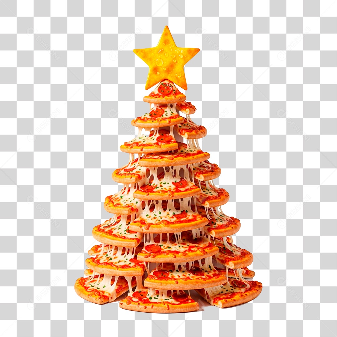 Pizza em Formato de Árvore de Natal PNG Transparente
