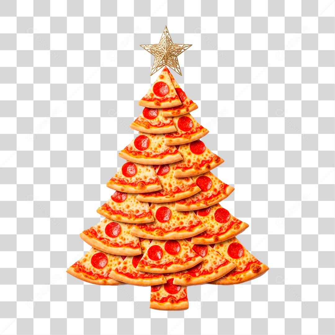 Pizza em Formato de Árvore de Natal PNG Transparente